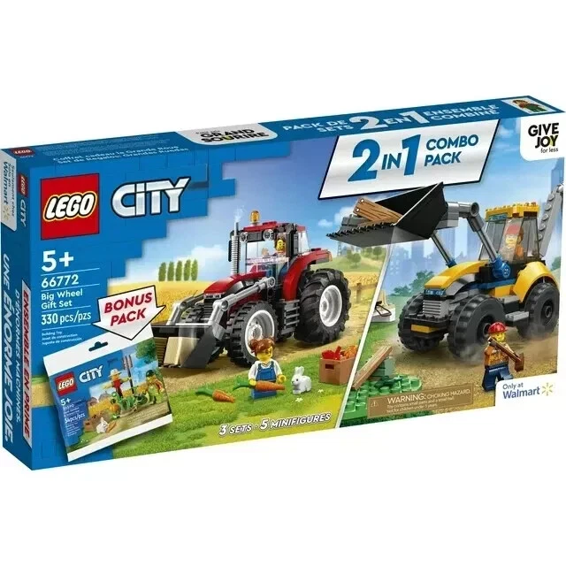 BIG LEGO City Big Wheel Tractor COMBO Gift Set 66772, 3 in 1 INC