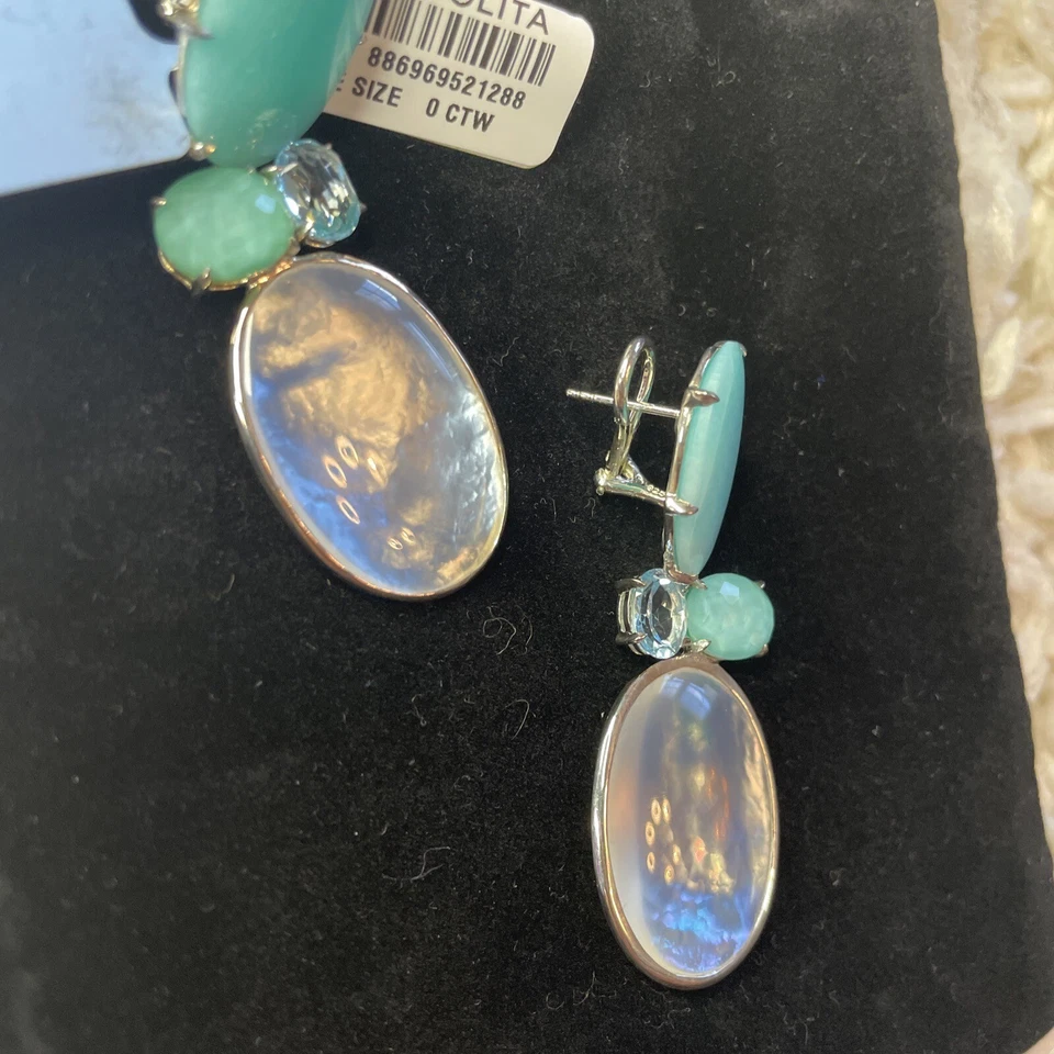 Pendientes Ippolita 925 Rock Candy Luce 4 Piedras Cascata Azul Blanco Plata $1495.00 Foto 4 de 4