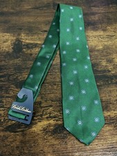 Brooks Brothers Tie Green With Floral Design Tie 100 Silk Men's Necktie 58"