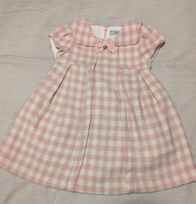 MAYORAL DRESS SIZE 24 months HOLIDAY Plaid Pink Wool Blend 