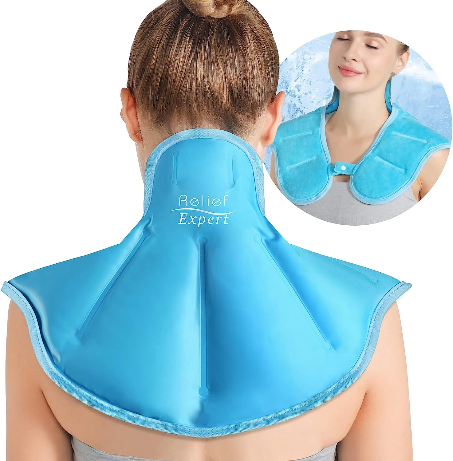Neck & Shoulder Ice Pack with Straps, Reusable Gel Wrap for Pain Relief