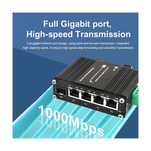 Mini Industrial 4 Port 10/100/1000Mbps Gigabit Ethernet POE + Switch with SFP... - Picture 3 of 6