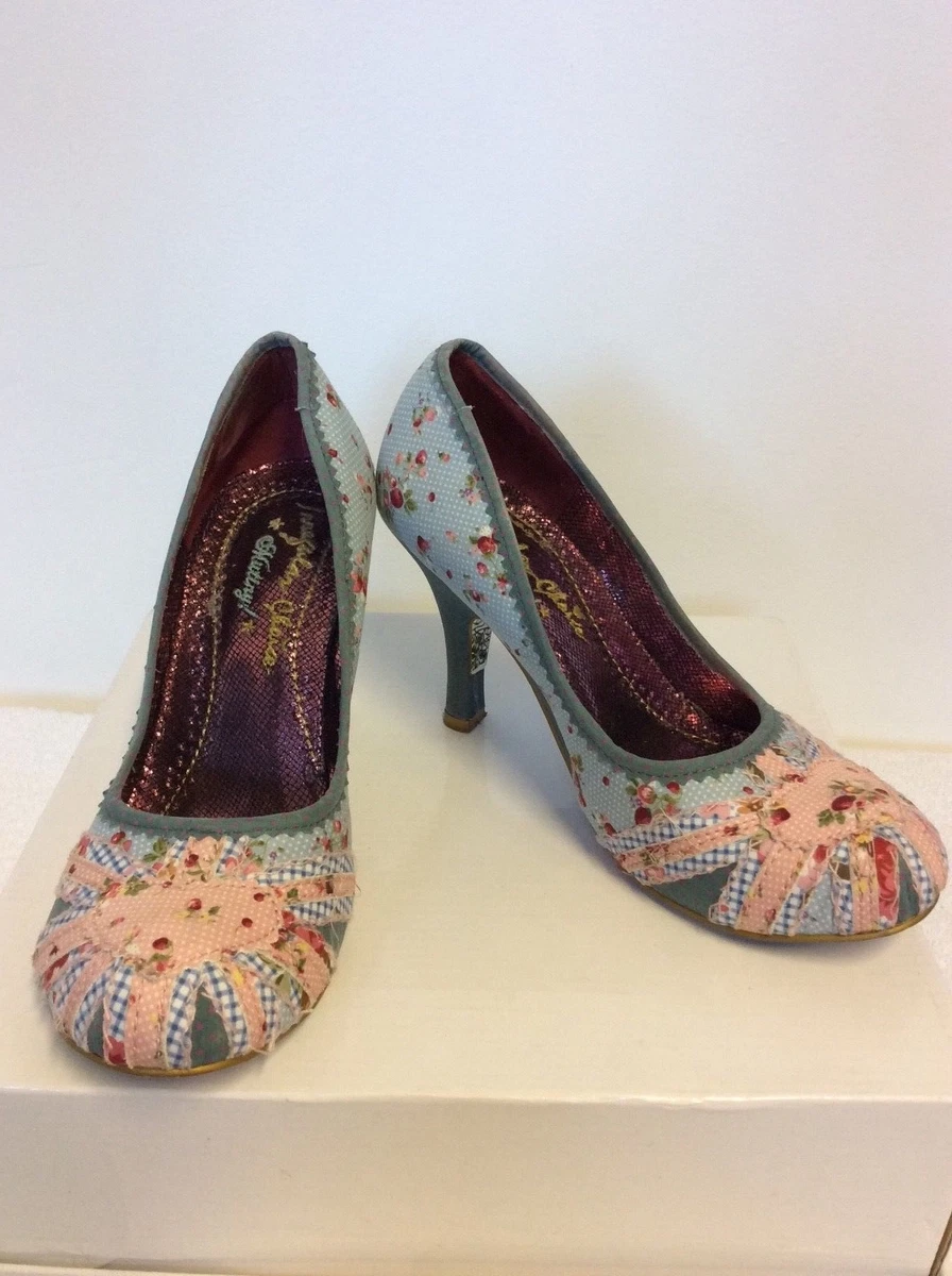 Light blue cheap floral heels