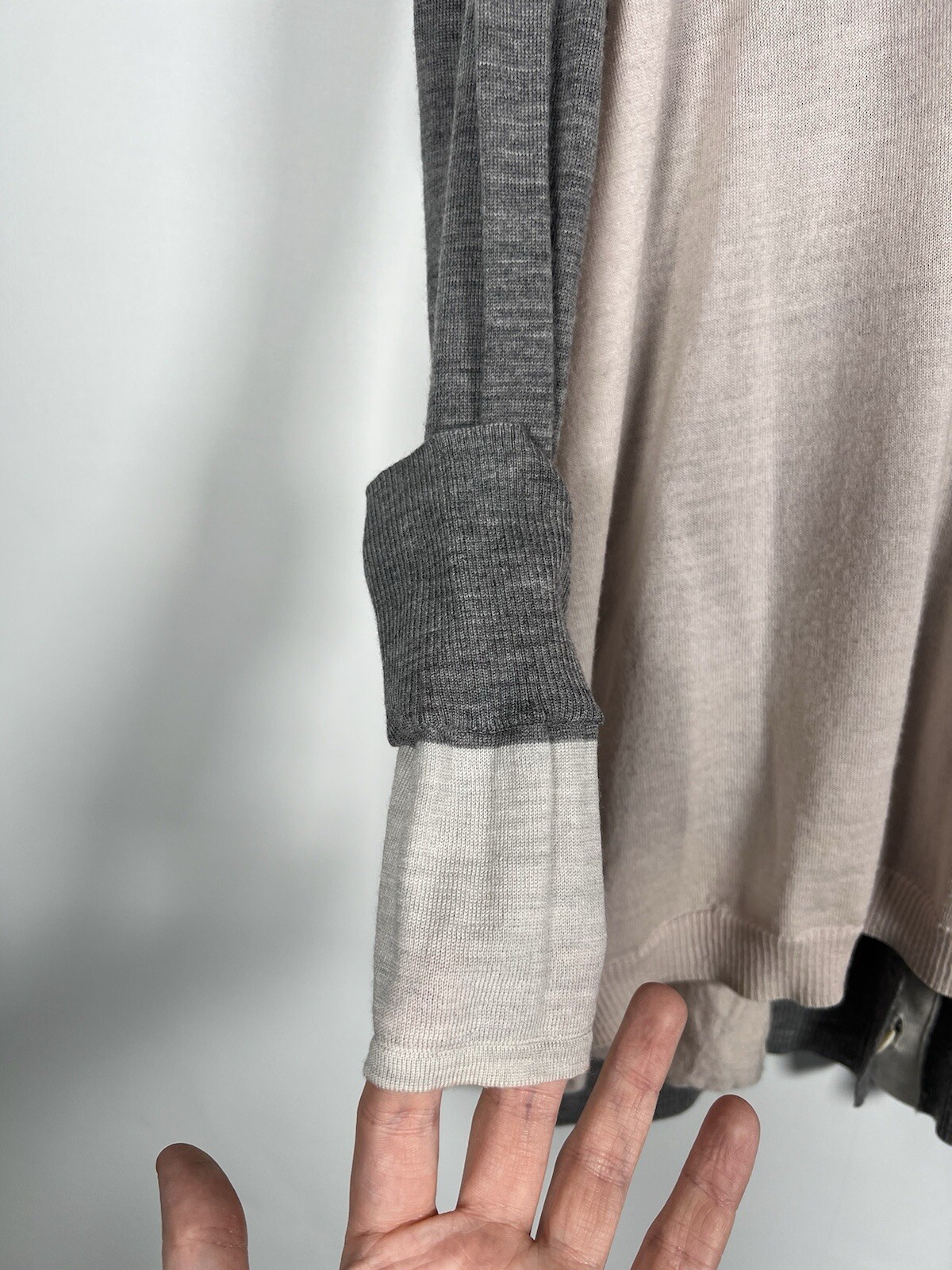 TOAST Grey Beige Cardigan Superfine Wool Jumper Sweater Size UK 12 14 Pockets