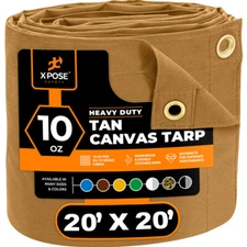 20' x 20' Tan Canvas Tarps 10oz