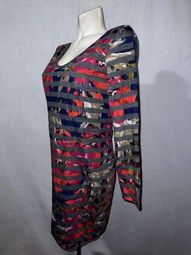 Trina Turk Women's Size M Long Sleeve Mini Sheath Milana Floral Stripe Dress - Picture 4 of 7
