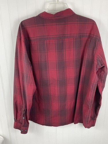 Camisa Columbia Para Hombres Abotonada A Cuadros Mangas Largas Cuello Rojo Carmesí Talla XXL - Imagen 6 de 11