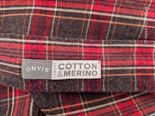 ORVIS Super Qualität XL Baumwolle & Merinowolle Langarm Kariertes Hemd.
