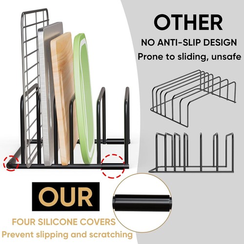 Cutting Board Organizer Rack - 5-Slot Metal Stand for Baking Black - 1 pack - Picture 9 of 9