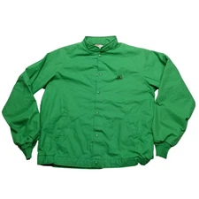 Vintage Swingster Windbreaker Jacket Mens Large Tall Green Snap Front Farmer 90s