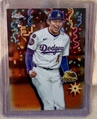 2025 Topps Chrome Update Roki Sasaki Celebracion Rc /25 Los Angeles Dodgers