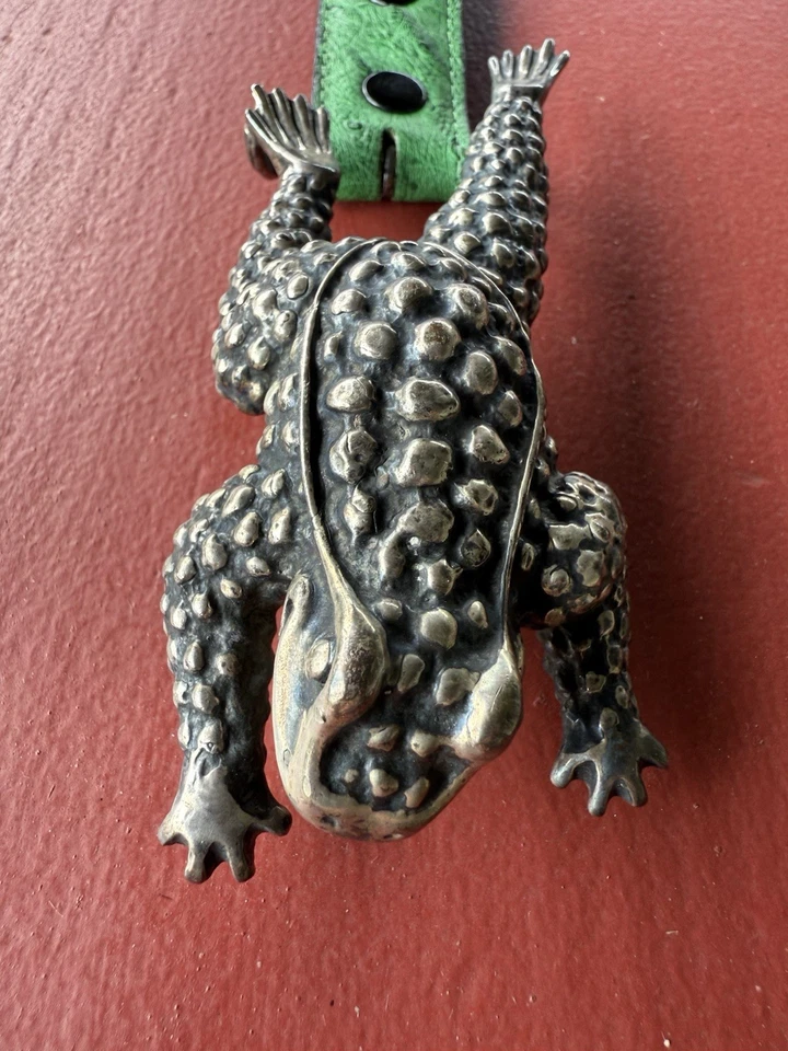 Sterling Silver Green Alligator Buckle & Belt - Image 2 of 4