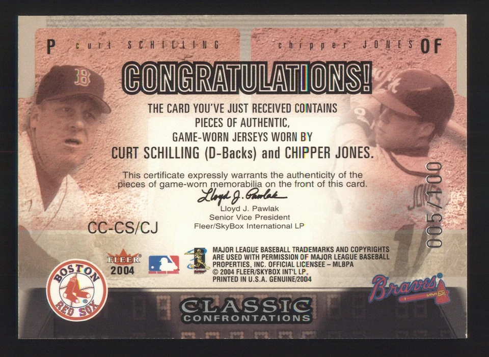 Fleer Genuine Insider 2004 #CC-CS/CJ Schilling Jones/100 muestra doble Foto 2 de 2