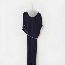 MSK Sheer Poncho Rhinestone Trim Jumpsuit Womens Size XL Royal Blue Formal