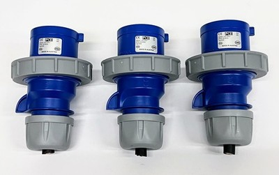 Lot of 3 PCE 0232 32A 230V IEC 60309 Blue Industrial Plugs IP67