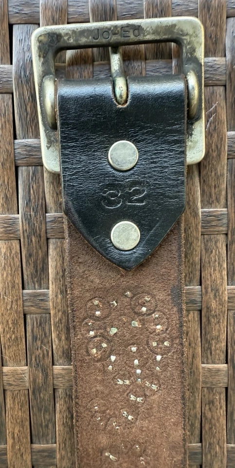 Cinturón de cuero Joed negro vintage, latón y cristales checos vintage. 32 S MEDIANO Foto 3 de 4