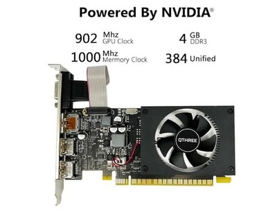 QTHREE GeForce GT 730 4 GB 64 Bit DDR3 Grafikkarte, 2 x HDMI, VGA, DP,DirectX 12