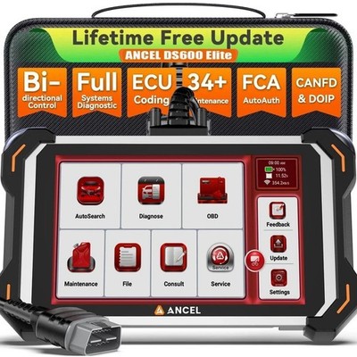 ANCEL DS600 Elite OBD2 KFZ Diagnose-Scanner Alle System 34 Reset CANFD DoIP ECU