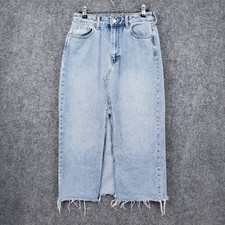 PacSun Skirt Womens 25 Blue Denim Midi Pencil Straight Slit Light Wash Jean
