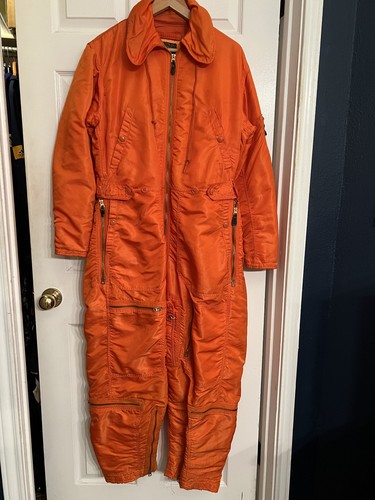 VTG 60s Olive Hill USAF CWU1P Flying Coverall Orange Flight Suit Mens Me G2U