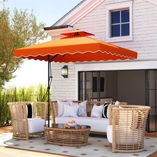 2.5m Square Cantilever Parasol with Ruffles Garden Parasol Umbrella