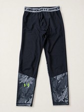 Under Armour HeatGear Youth XL Compression Leggings Black Gray Baselayer