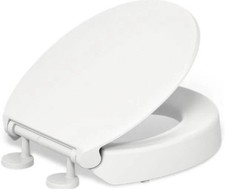 KOHLER Hyten Elevated Quiet-Close ROUND-Front Toilet Seat in White 25876-0