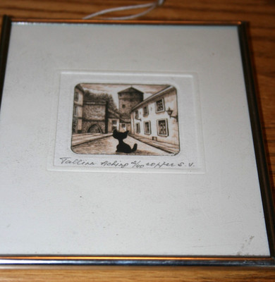 Unique Cat Art Signed Graphic copper etching Numbered 2/40 Tallinn Estonia S.V.