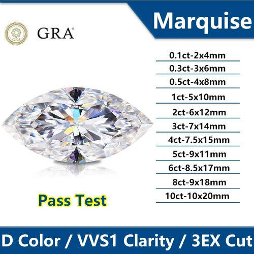 10PZ Colore D Bianco Moissanite Sciolto Diamante Smeraldo Ovale Pera Cuore Forma Tonda - Foto 34 di 34
