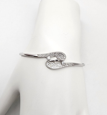 HÜBSCHER STERLINGSILBER 925 AUSGEFALLENER OVALER KRISTALLARMREIF MIT SCHARNIER 6,5 ZOLL NEUES ARMBAND!!