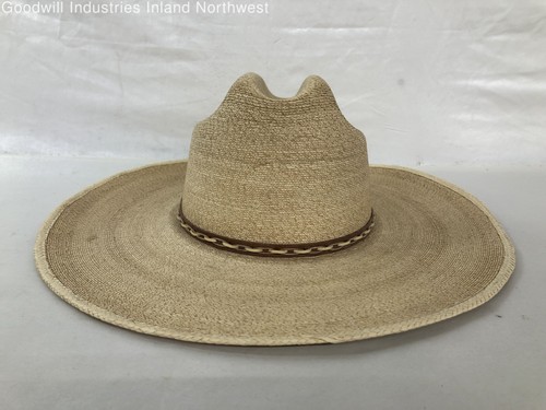 Sombreros Alamo para hombre beige tejido de hierro 15X sombrero de vaquero de paja con banda de cuero 7 1/2 - Imagen 5 de 12