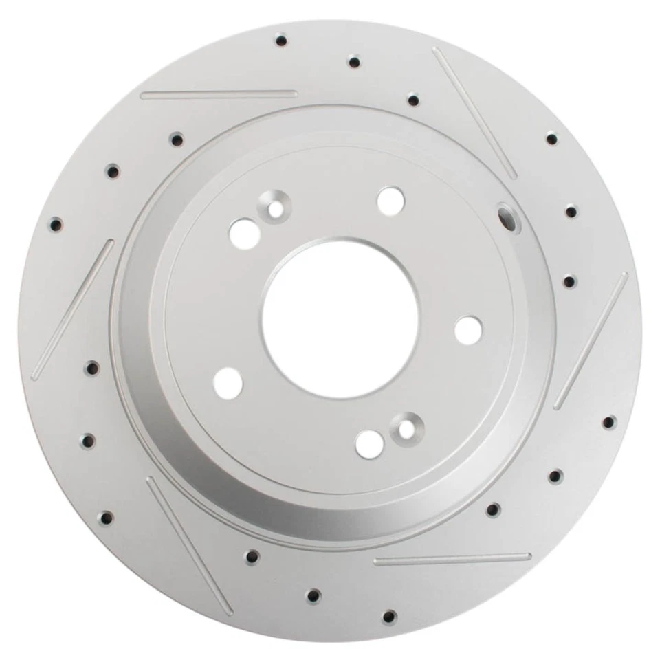 Juego de rotores de freno traseros Performance Premium recubiertos en G ranurados para Genesis Kia Foto 3 de 4