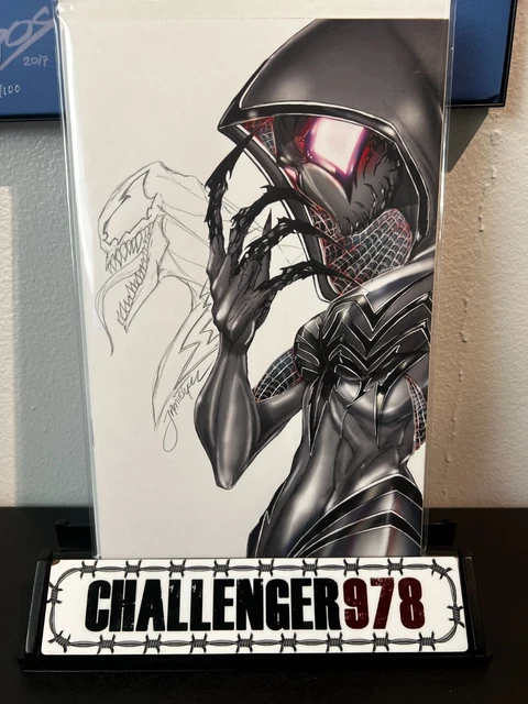 VENOM / GWENOM Jamie Tyndall OA Sketch + Comic + Toploader
