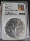 2024 AMERICAN SILVER EAGLE NGC MS70 FIRST DAY OF ISSUE MICHAEL GAUDIOSO SIGNED