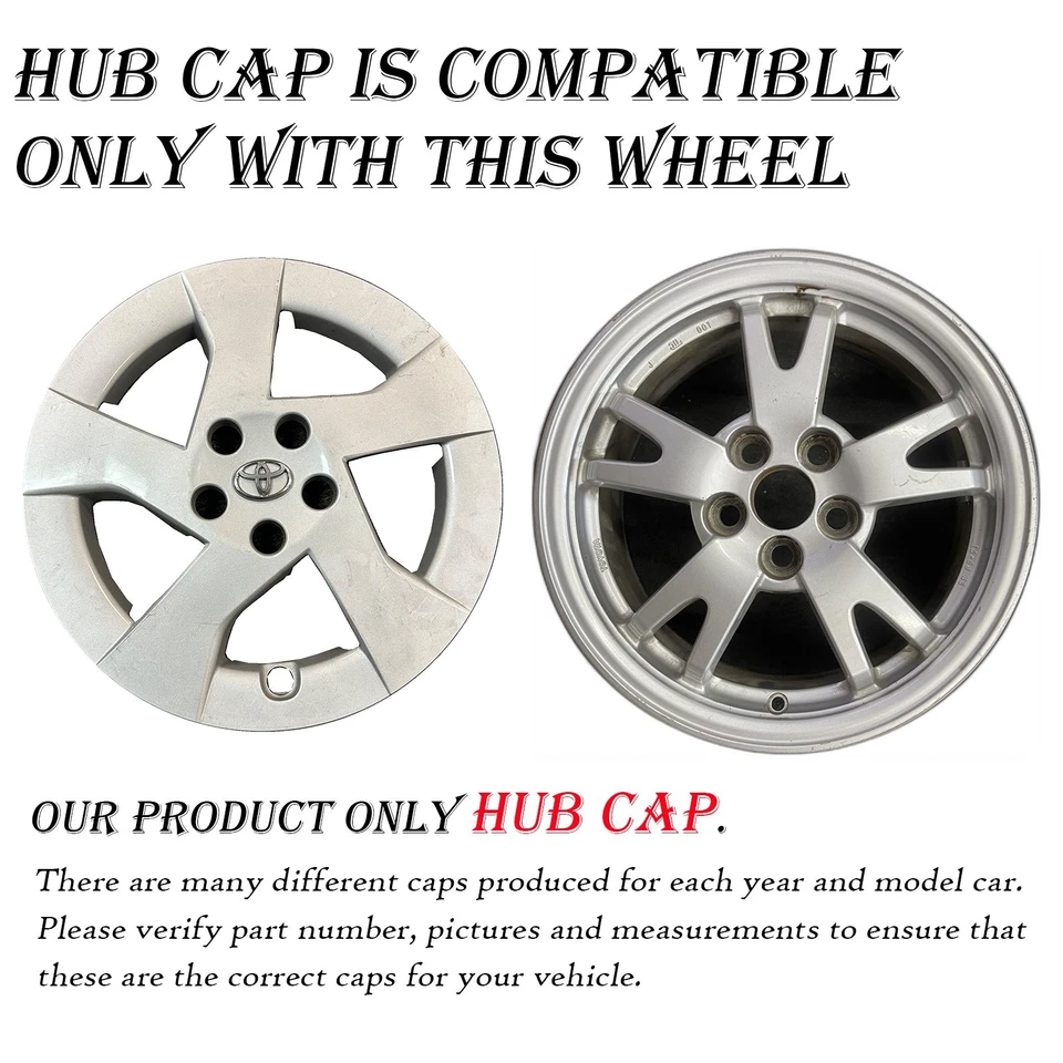 For Toyota Prius OEM Hub Cap 15" Wheel Cover 10-15 Silver 4260247070 4260247110 Foto 2 de 4