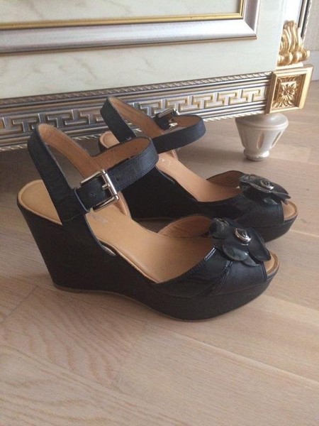 Women Coach Heels Navy Leather 39 #1S1X