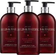 Image of Baylis & Harding Black Pepper and Ginseng Hand Wash, 500 ml (Pack of 3) - Vegan