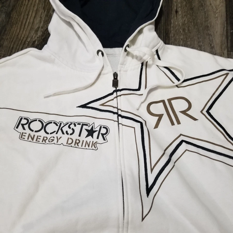 Fox Rockstar能量饮料图形连帽XL男式白色(污点) — 第 2/4 张图片