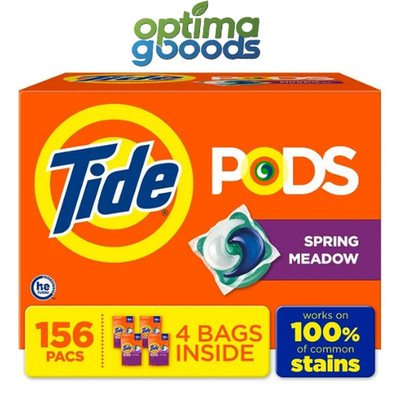 Tide PODS Laundry Detergent Pacs Spring Meadow Scent 156 Ct Bulk Pack.
