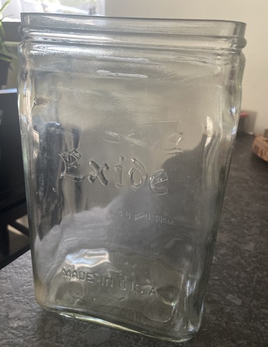 Vintage Exide Clear Glass Battery Jar LARGE USA DMG 7