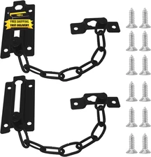 2 Pcs Door Chain Lock Door Latch,With 12 Screws Chain Door Guard for Home Securi