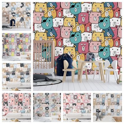 3D Cartoon Animal Pattern Self-adhesive Wallpaper Removable Wallpaper Wall Mural