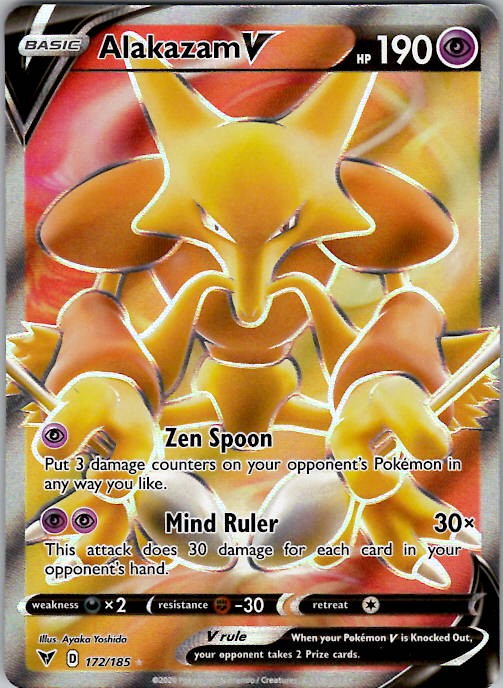 Alakazam V Full Art SWSH04: Vivid Voltage 172/185 Holo NM