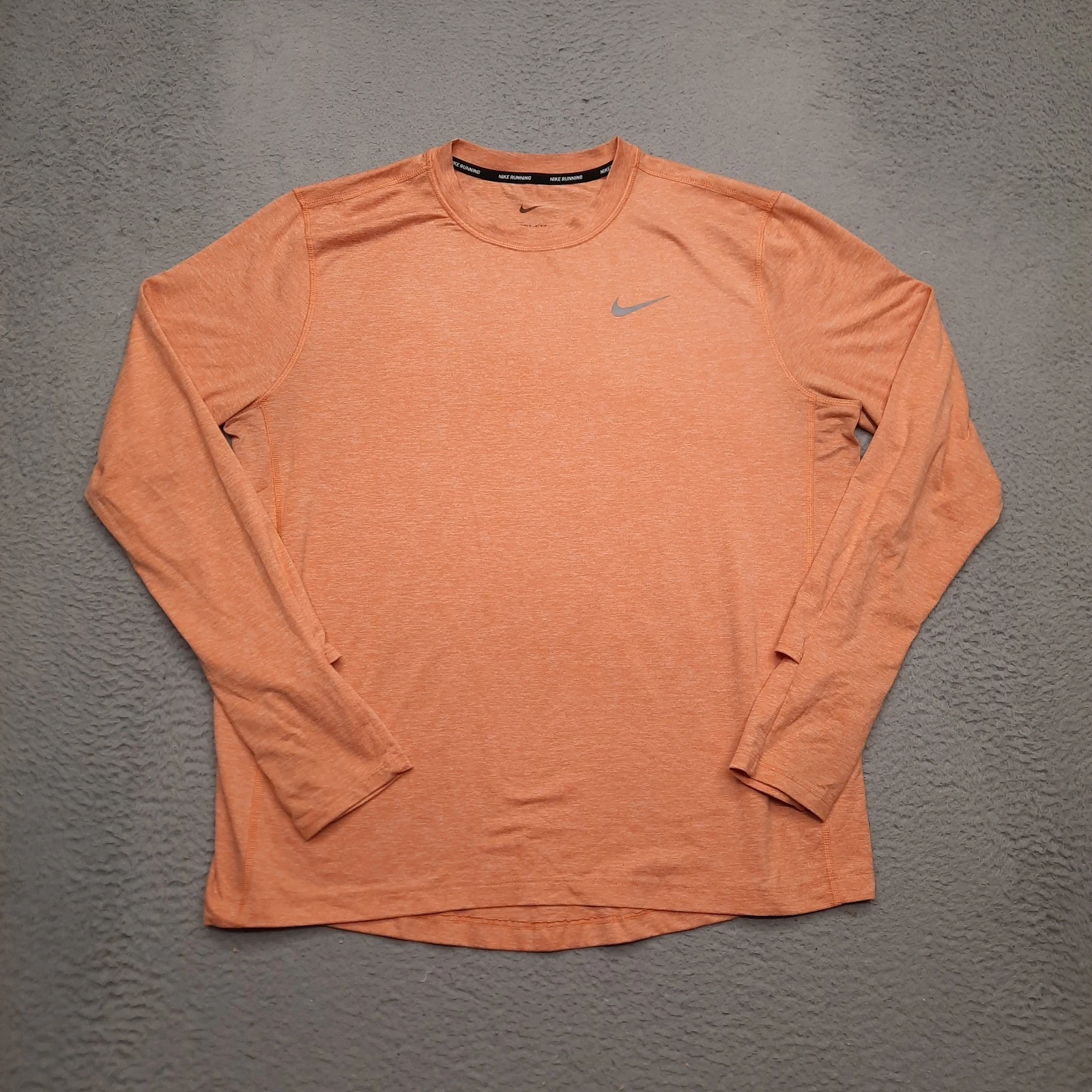 Nike Running Shirt Women Large Orange Long Sleeve Dri-Fit Lightweight CU3277-010