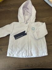 Mitch & Son White Hooded Zip Rain Coat Jacket 3-6 Months Polyester