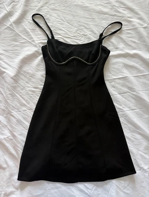 Neu ohne Etikett Prinzessin Polly schwarzes Spaghettiträger-Minikleid mit Herzausschnitt Größe 2 - Bild 1 von 3