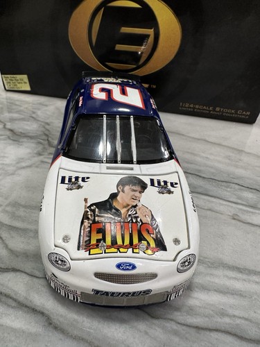 DAMAGED Rusty Wallace 1998 Miller Lite Elvis Nascar 1/24 Diecast ELITE Ford - Picture 2 of 7