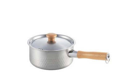 Maruyama Takumi Fuku 18Cm Single-Handle Pot With Hammered Finish, Wooden Handle_