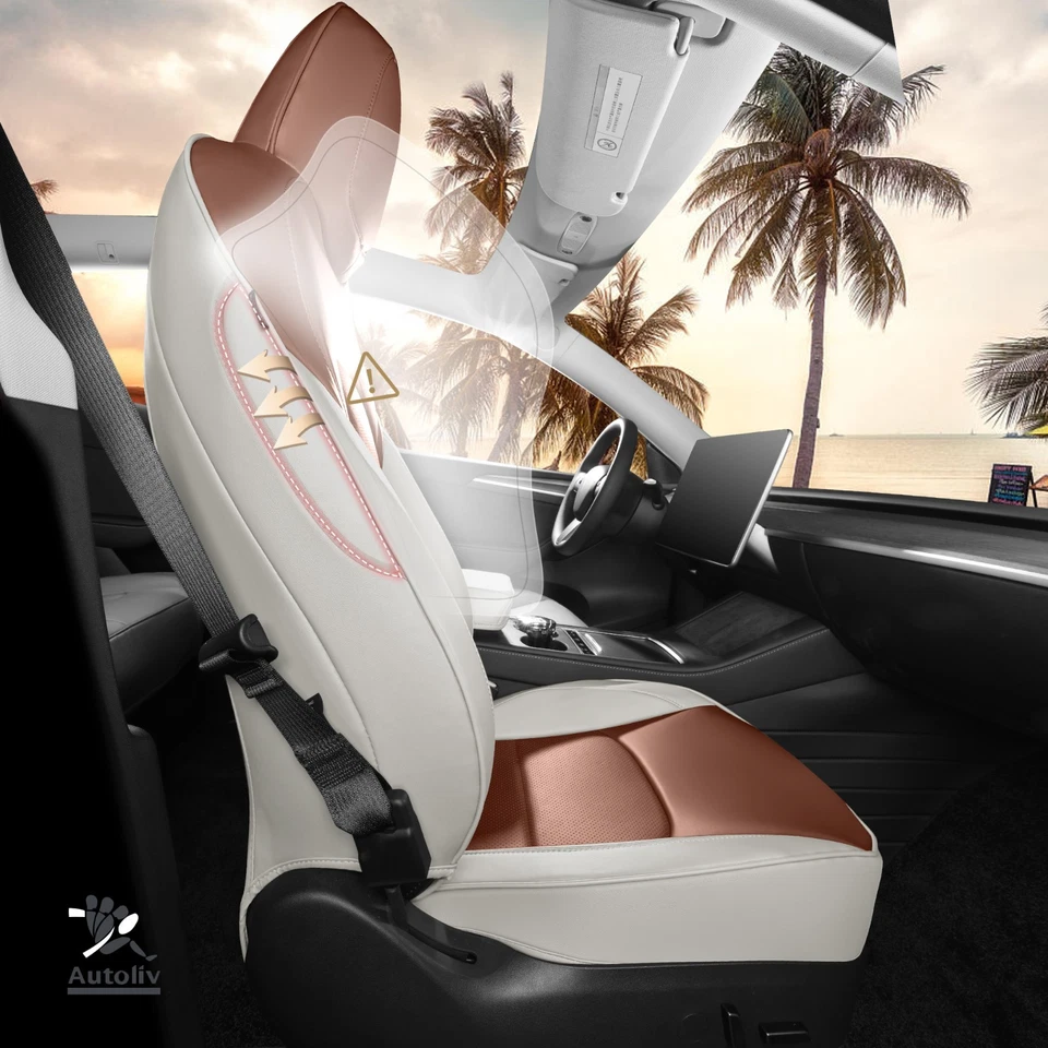 Menifomory for Tesla Model Y Seat Cover 2020-2024 Nappa Leather Seat Covers Foto 4 de 4