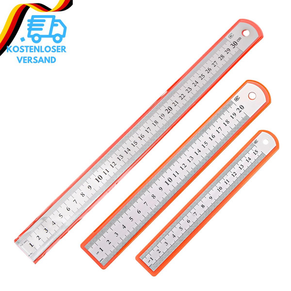 3 StüCk Stahllineal, PräZisions Doppelseitenskala Kante Metall Lineal Mit 15Cm,-image